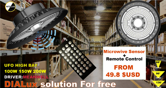 100W New High Bay UFO Lights , Warehouse High Bay Lighting 7 Years Warranty