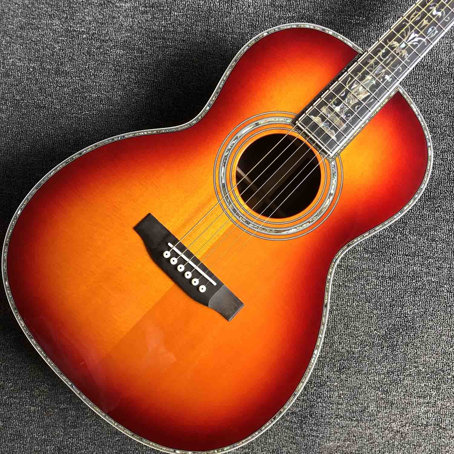 Custom 39 Inch Round Corner 6 Xuan OOO45S Spruce Korean Pine Panel Rosewood Ebony Fingerboard Abalone Shell Inlay Edge A