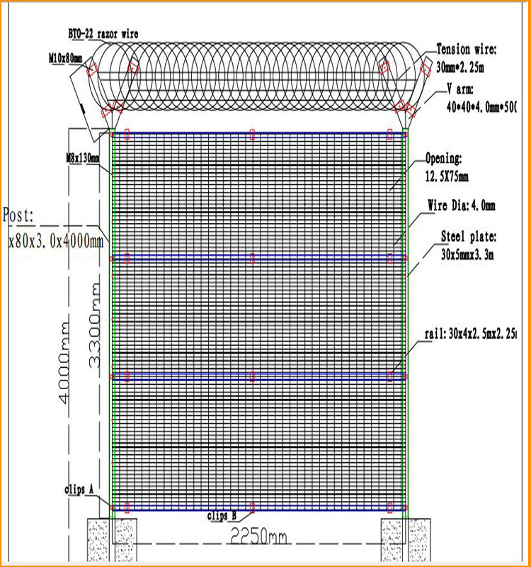High security prison mesh fence manufacturer safety 358 anti climb wire mesh fence price