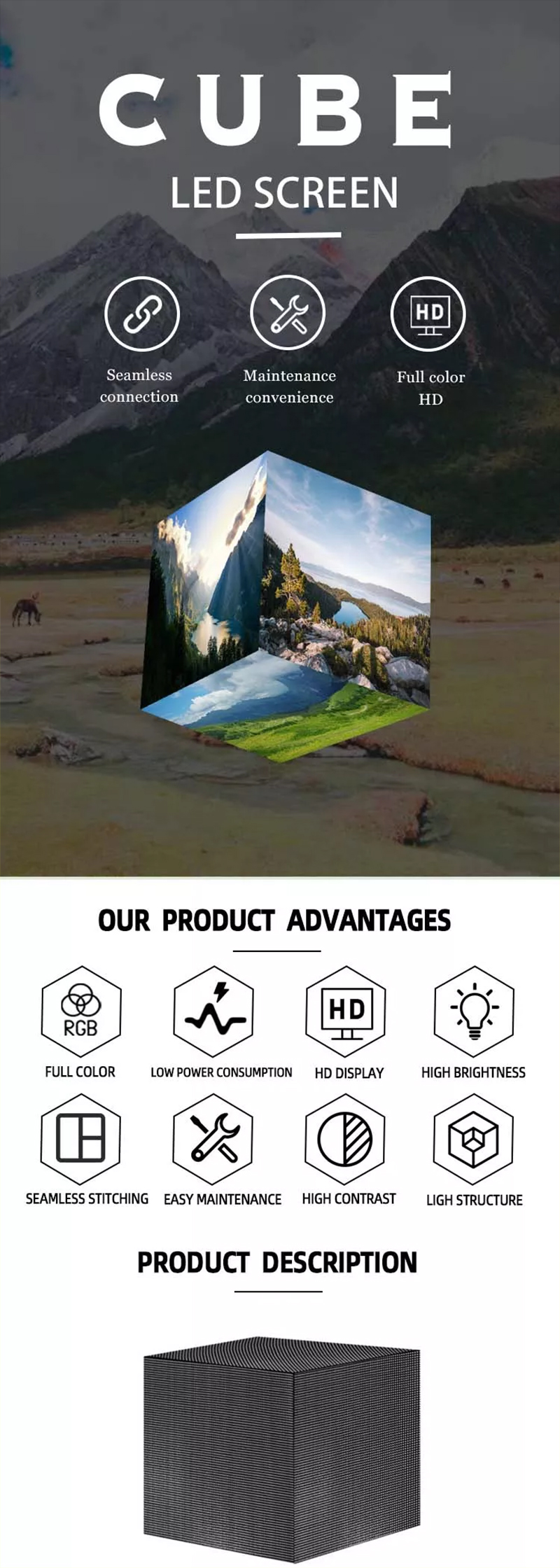 Cube LED Display Outdoor Waterproof 3D Video Rubik's Cube LED Display P2 P2.5 P3 P3.91 P4