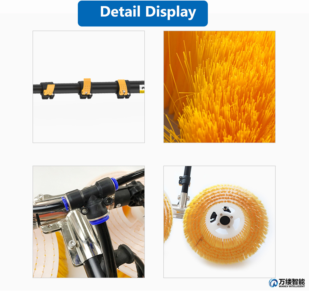 Electric Water Brush Single Head 24 Voltage Drive Motor Utilization for PV Cell Cleaning