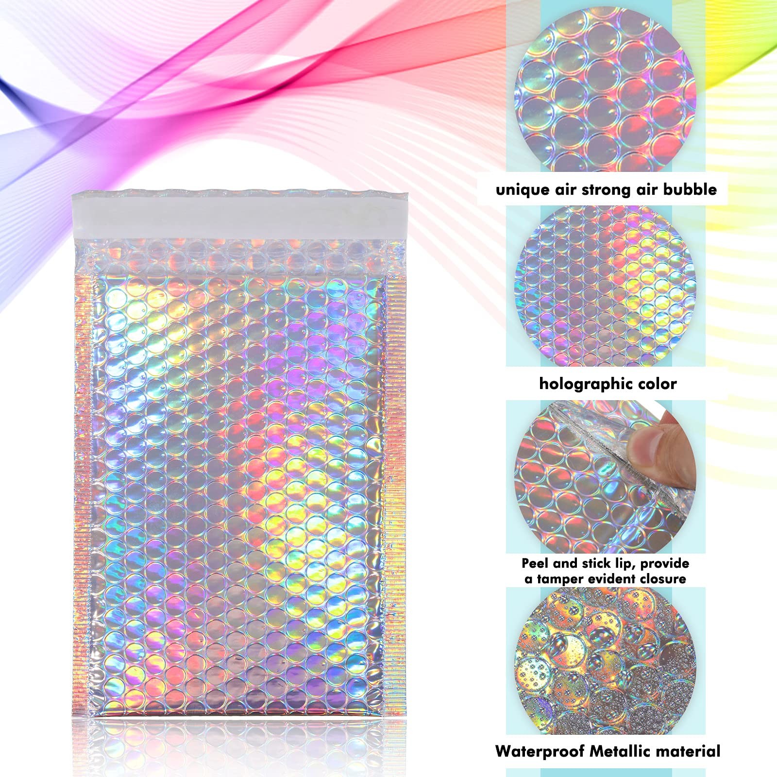 Adhesive Seal Closure Envelopes Shipping Bags Rainbow Color For Mailing Packing