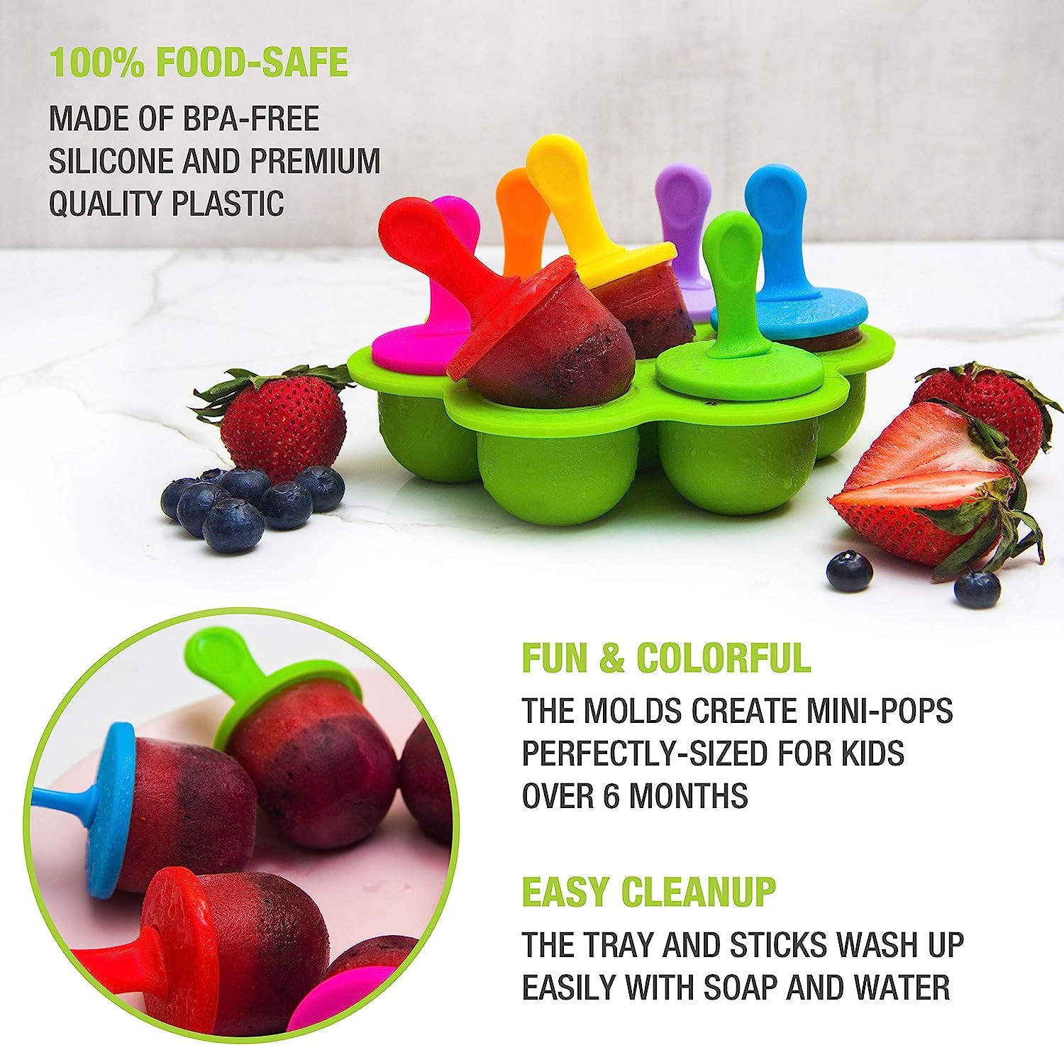 Practical Harmless Silicone Icy Pole Moulds , FDA Silicone Push Up Ice Lolly Moulds