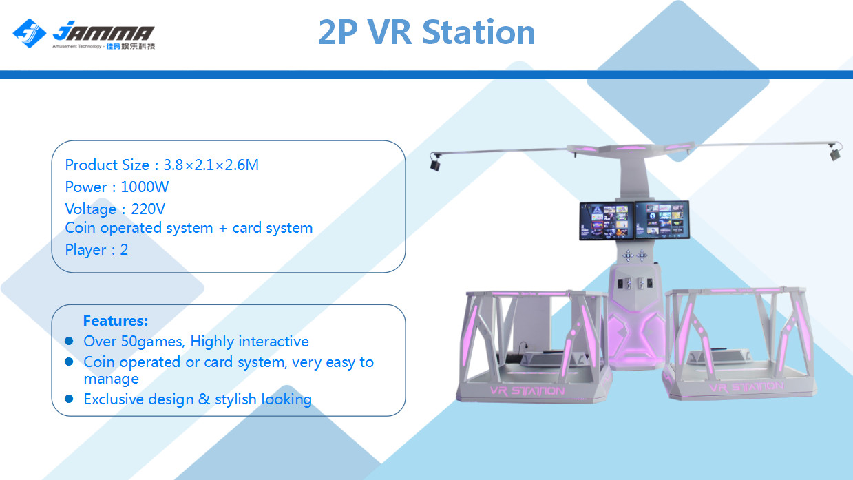 Multi Players Virtual Reality Center Custom Indoor 100 Sqm Electic System