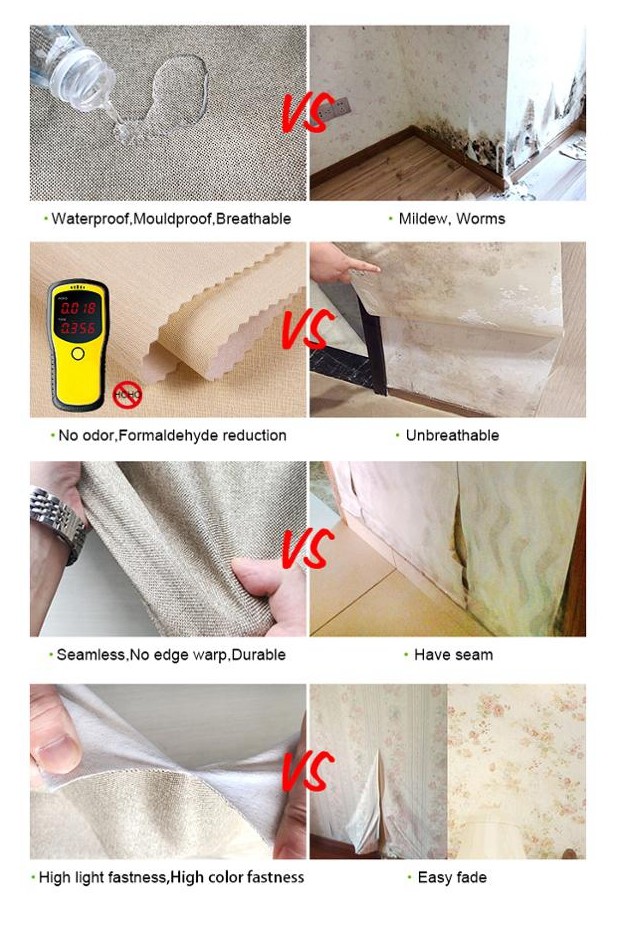 50m Paper Backed Fabric Wallcovering Anti Mild Decorative Wall Covering