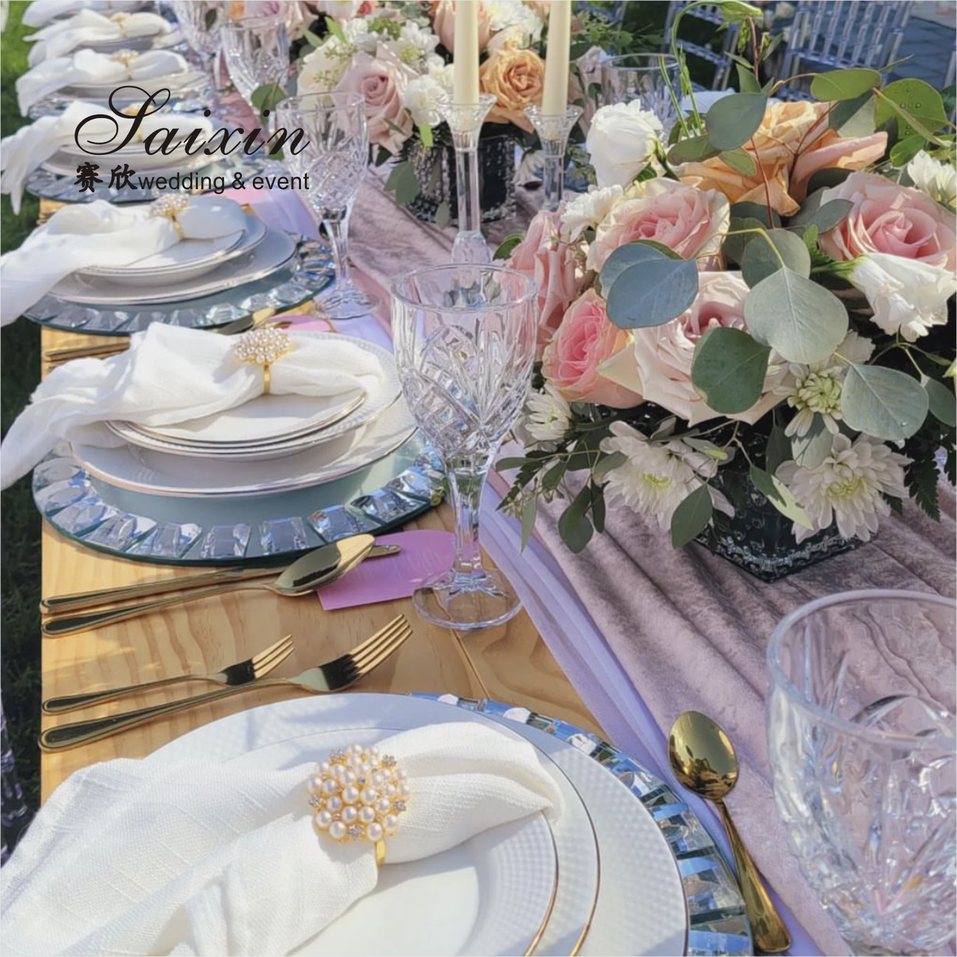 ZT-P056 Clear Silver Rim Decoration Glass Charger Plate For Home Wedding Decoration
