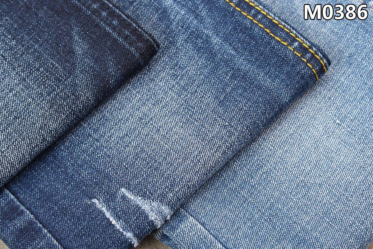 Dark Blue 10.2Oz Cotton Polyester Spandex Denim Fabric With Crosshatch