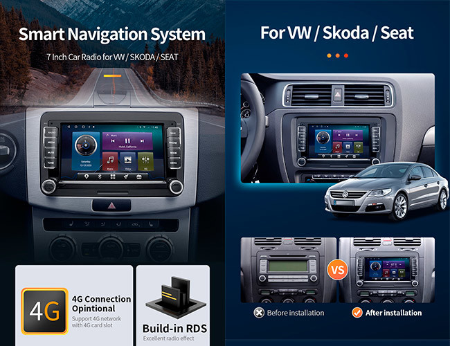 2+32G 7 Inch Touch Screen Car Stereo VW WiFi FM Radio Car Multimedia Player
