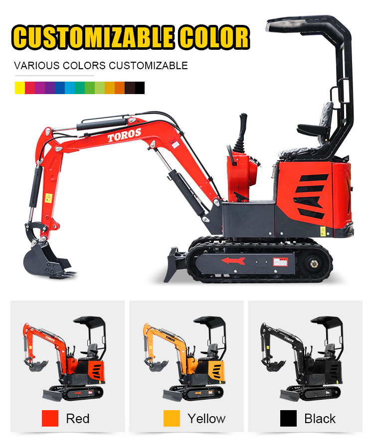 Multifunctional Toros Mini Excavator 1 Ton Micro Digger With Koop Engine