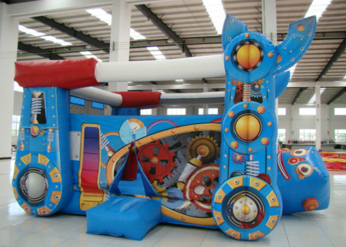 Robot Design Bounce House With Slide , Commercial Castle Bounce House 5.7 * 4.7 * 3.7