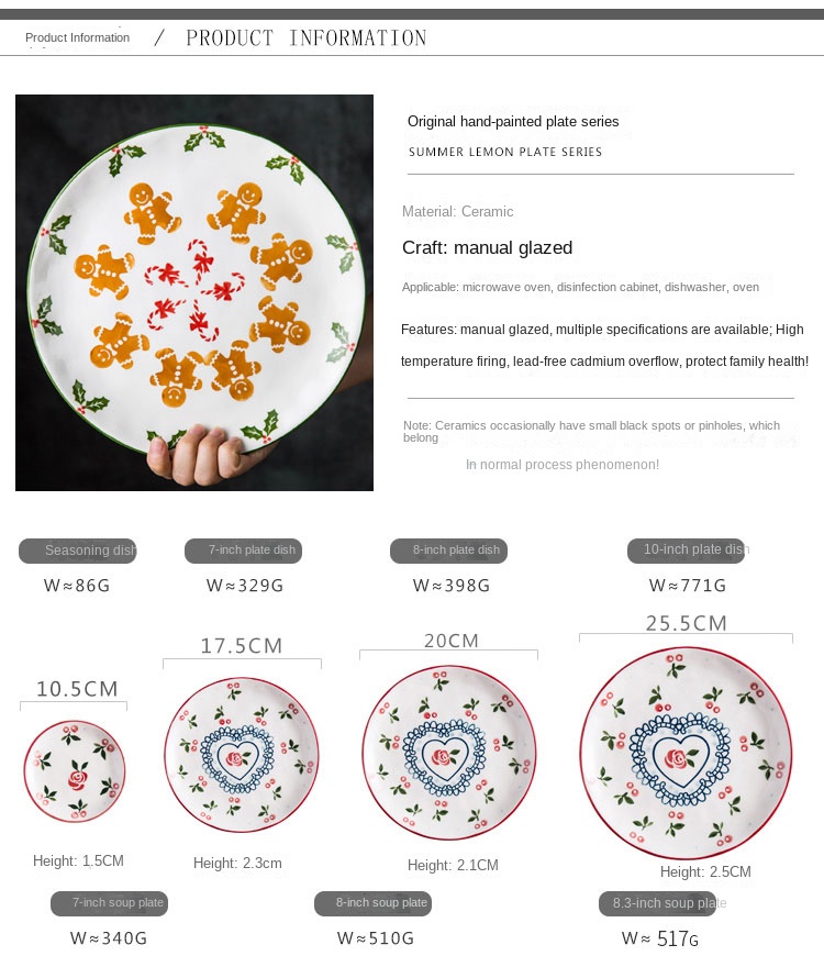 Nordic Style Porcelain Tableware Set , Hand Painted Ceramic Plates And Bowls For Hotel