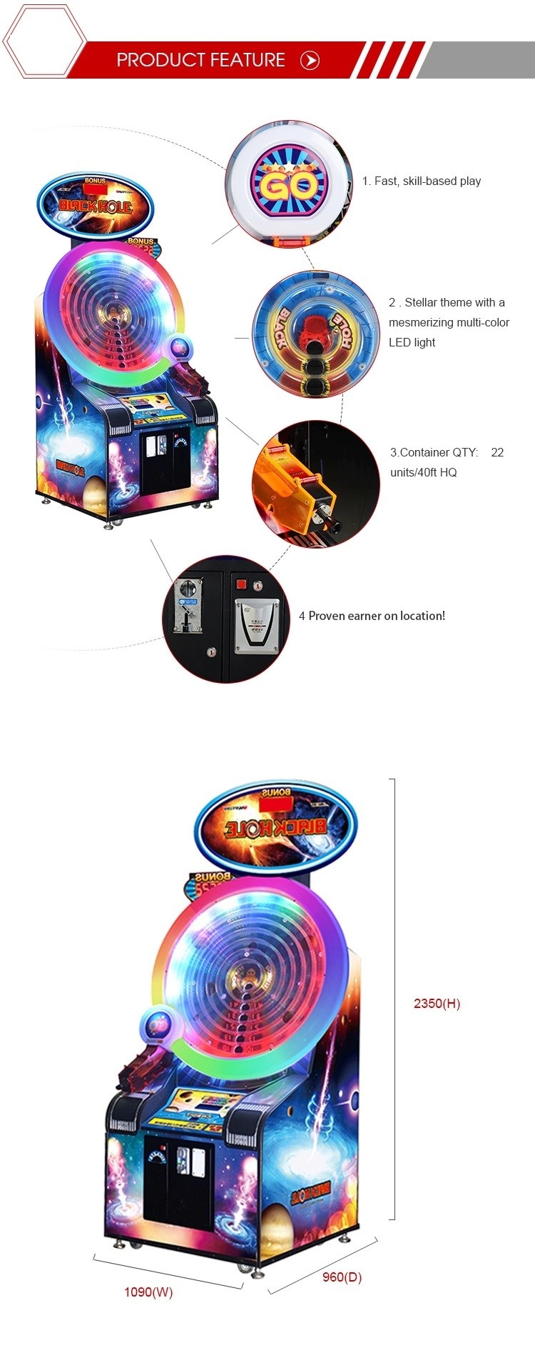 Lucky Ball Arcade Ticket Redemption Games Coin Operated 6 Months Warranty