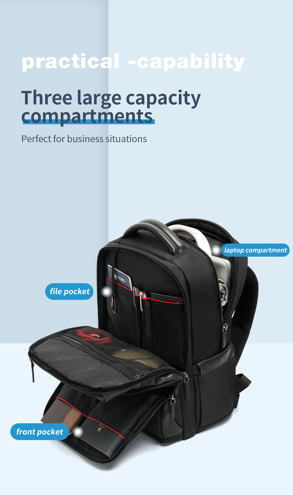 Business Travel Backpacks Anti Theft Waterproof Shockproof Large Capacity 15.6 Inch Laptop Luxury