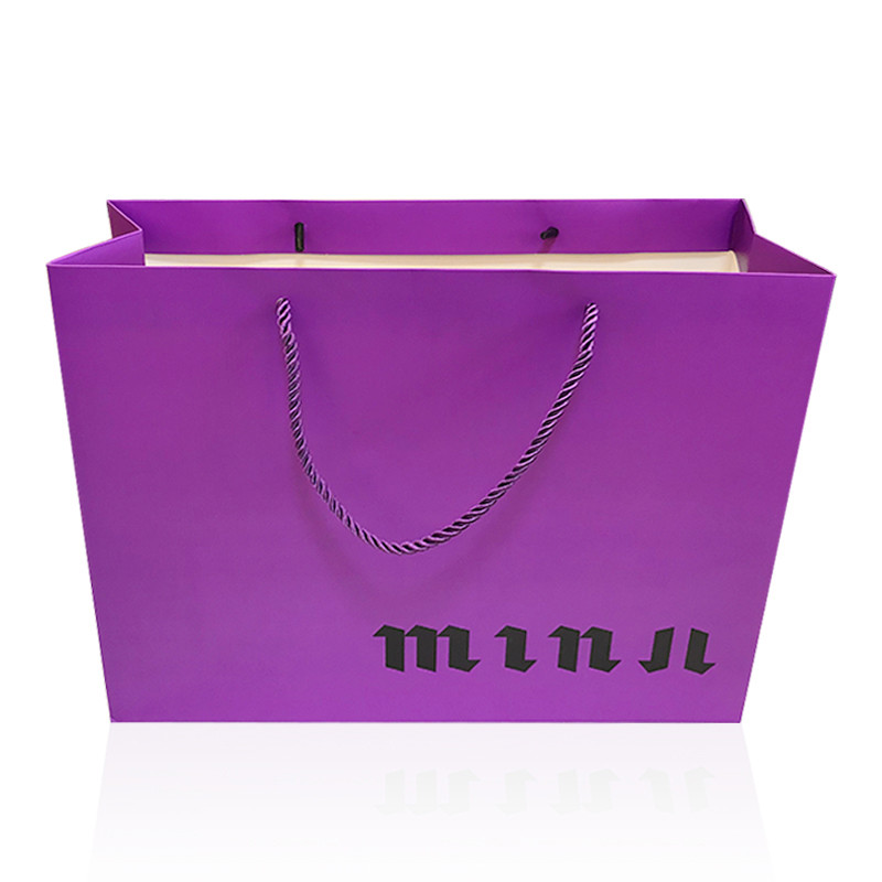 Exhibition Purple Grey Cardboard CCNB Gift Bags With Handles Spot UV