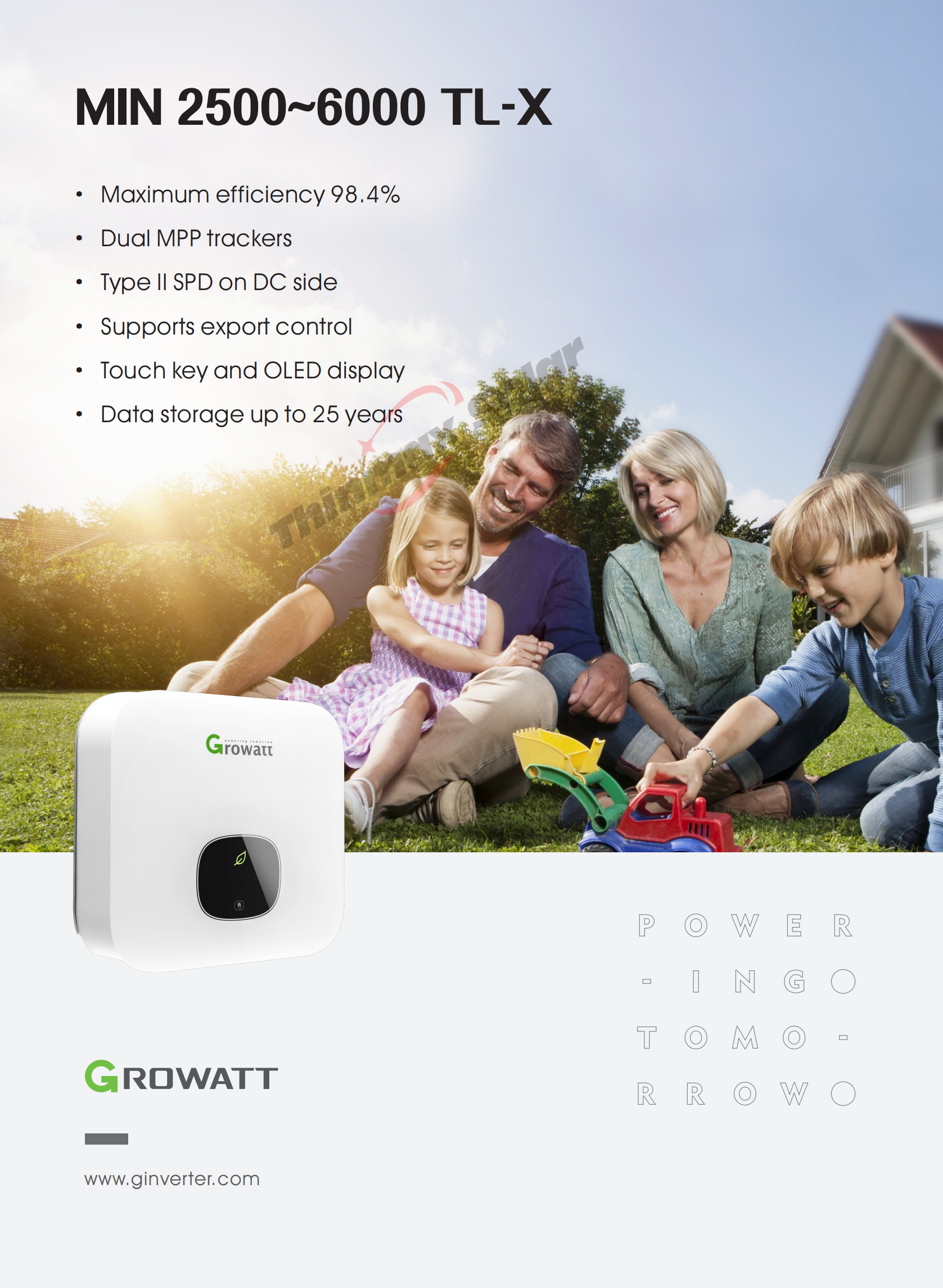 2500-6000w Growatt Mini Inverter Tl-X Solar Panel Inverter
