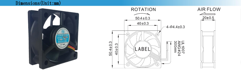 DC Motor Exhaust Brushless Axial High Speed Cooling Fan 5500RPM 5v 12v 24v 50*50*20mm