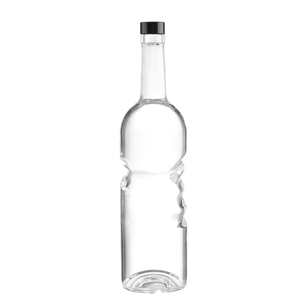 Customized Matte Dark Glass Vodka Bottle Glass Collar Material and Spray Cap 750ml