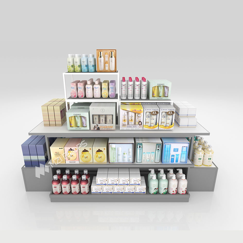 MultiFunctional Universal Promotion Cabinet Gray Skincare Display Shelf For Retail Store Interior Design