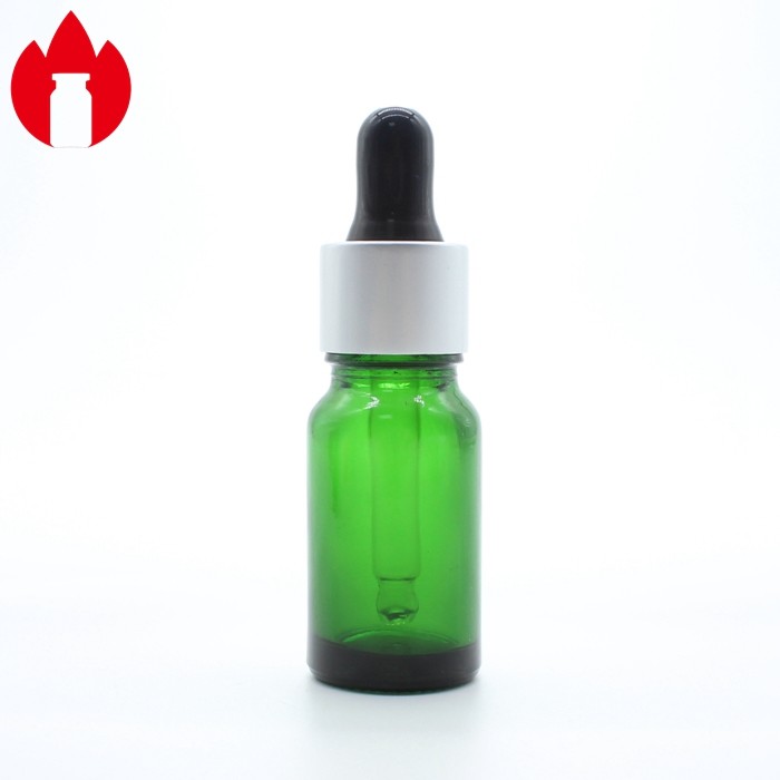 10ml Green Essential Oil Glass Bottle Vial With Plastic Dropper Cap