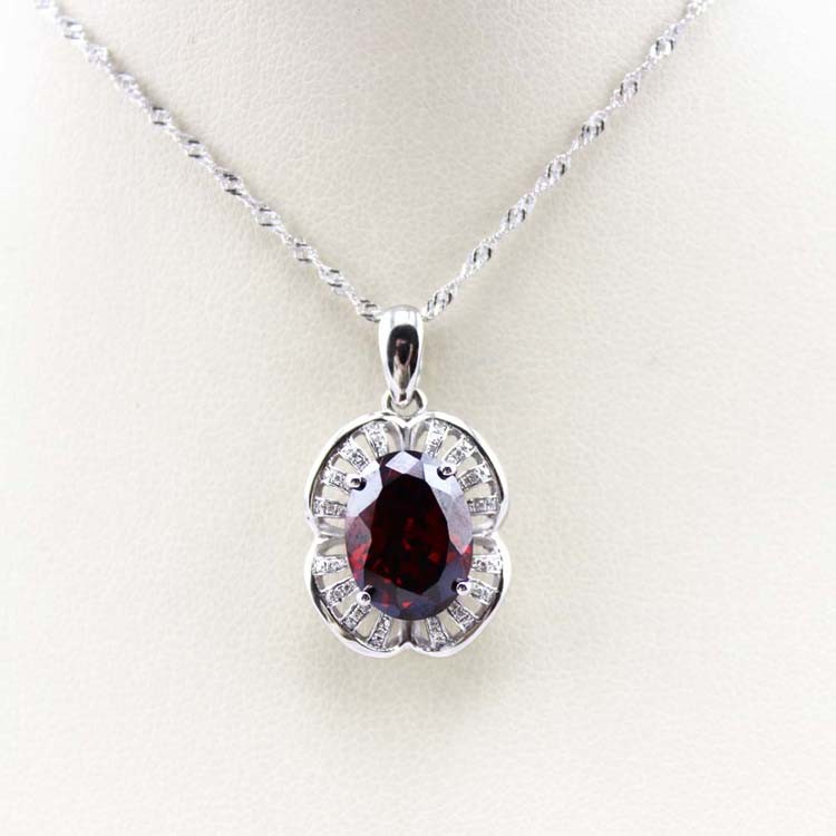 Sterling Silver Wave Chain 9x11mm Blue Topaz Cubic Zirconia Pendant Necklace(P01)