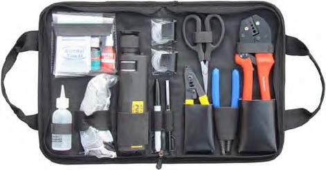 Variety Convenient Black Fiber Optic Hand Tool Bags / Fiber Termination Kit With Zipper