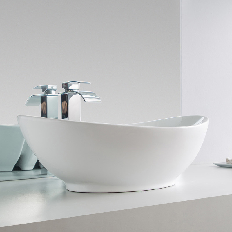 Resistant To Heat Counter Top Bathroom Sink Chipping Scratch Wash Basin Oval Shape
