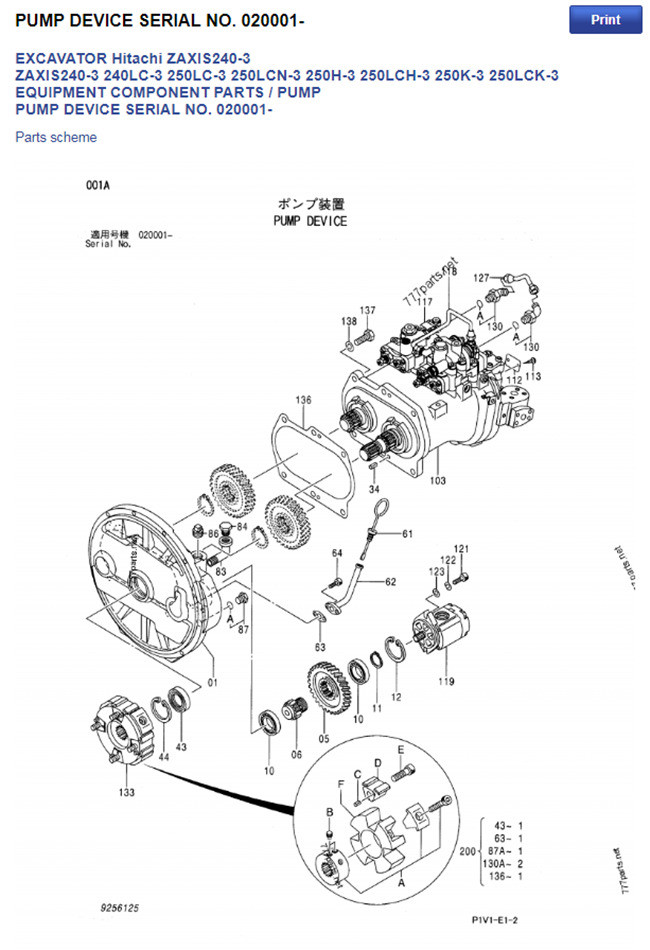 ZX240-3 Control Valve Assy Hydraulic Pressure 9256125 Excavator Use