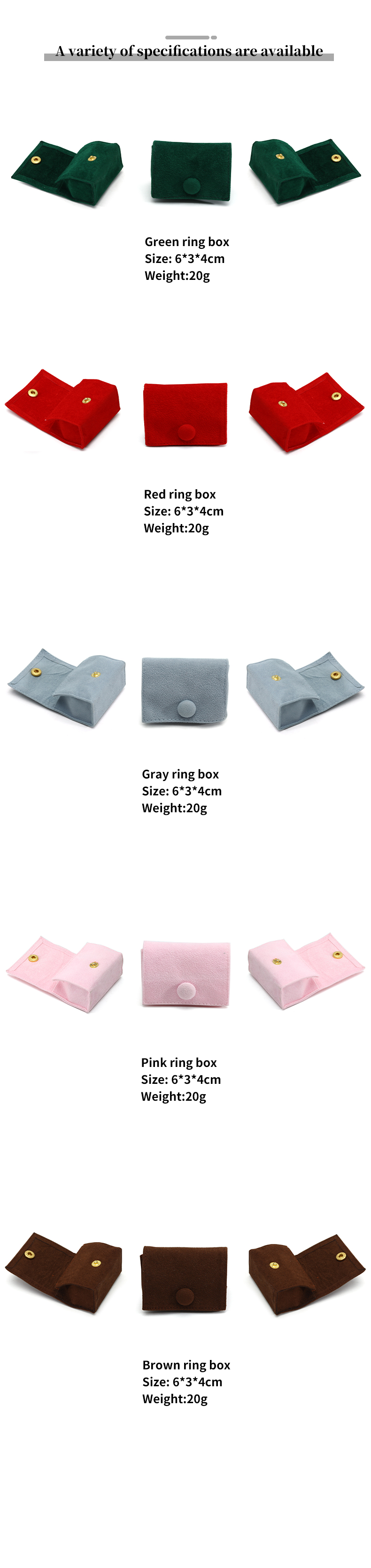 Candy Color Velvet Jewelry Box for Customized Storage of Rings Necklaces and Earrings