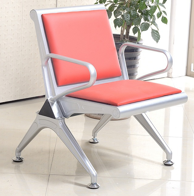 Modern Metal Stainless Steel Leather Continuous Row Chair Sofa for Public Waiting Area