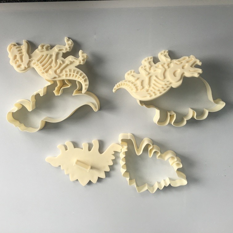 3 Pieces Set Skeleton Dinosaur Cookie Cutters , Stampers Cake Decoration Molds