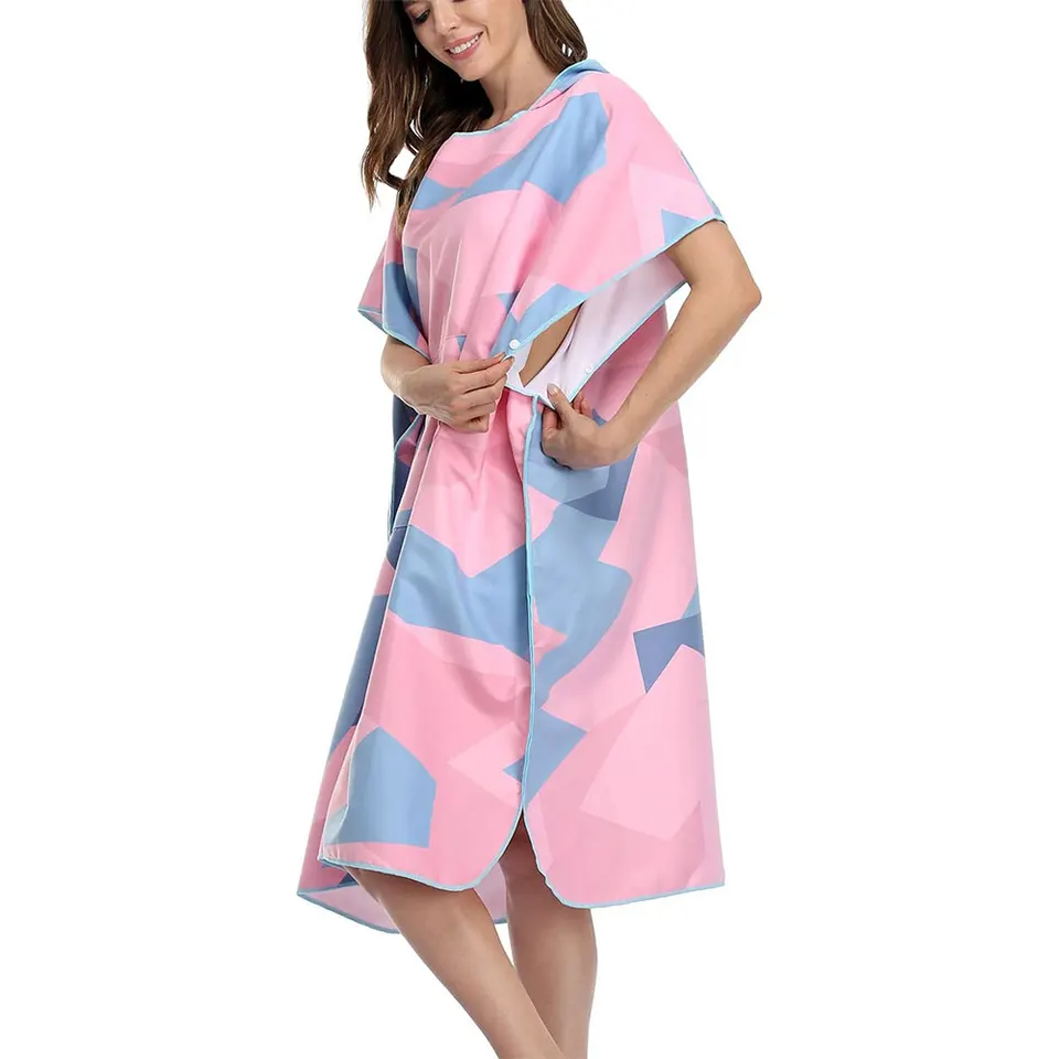 Custom Microfiber Beach Towel Surf Poncho Towels Women Man With Mesh Bag