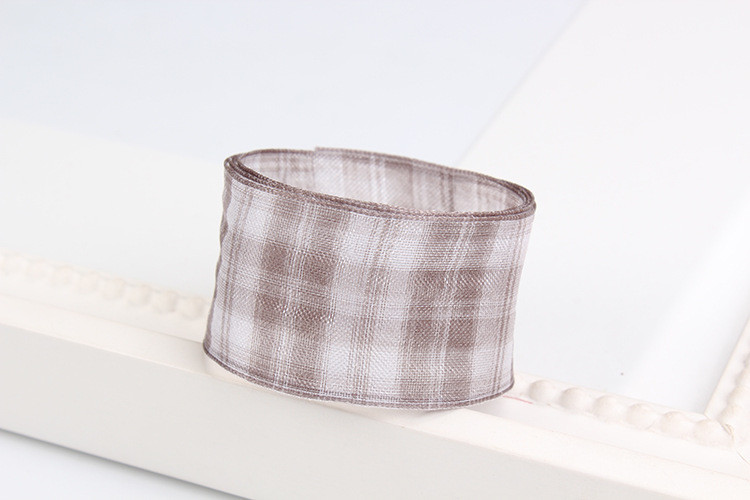 6mm-38mm Plaid Polyester Organza Ribbon for Flower Chocolate Gift Packing