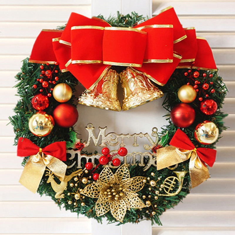Christmas Wreath 30cm Front Door Wreath Decoration Door Hanging Green Wreath