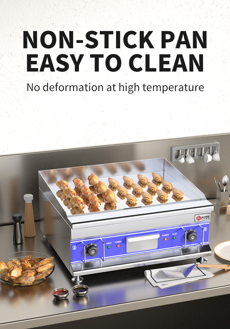 PTFE Non-Stick Material Electric Griddle for Counter Top Commercial Restaurant Kitchen