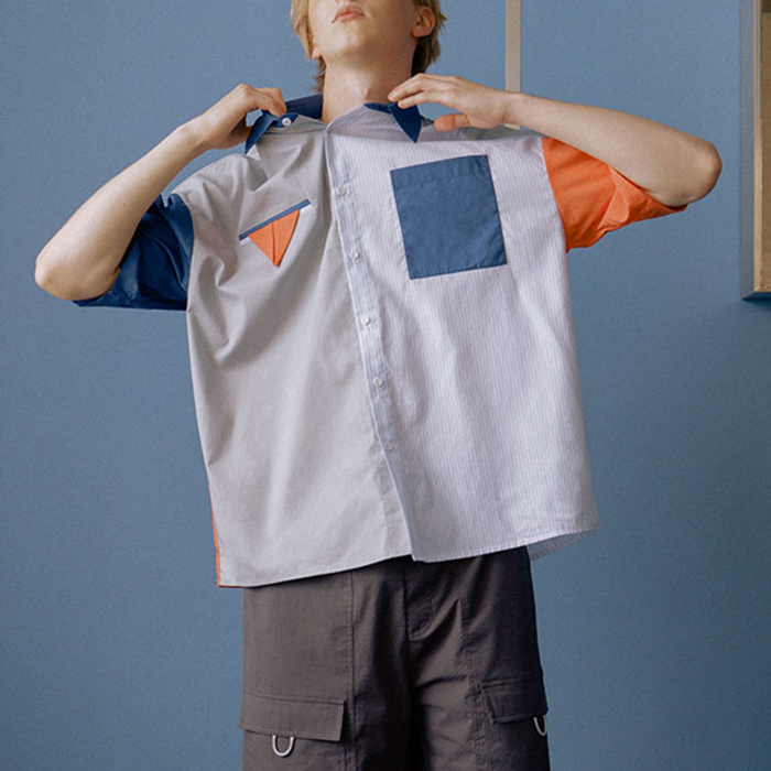 Fashion Boys Polo T Shirts Color Combination Collar Design Short Sleeve