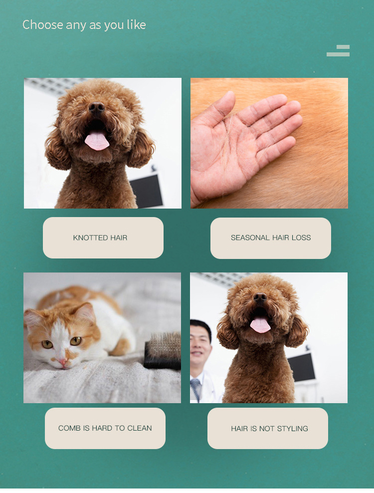Portable Pet Hair Remover Brush Self Cleaning Slicker Comb Reusable Hair Cleaning
