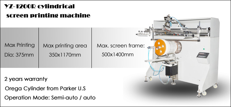 YZ-1200R round plastic buckets semi-automatic 1-color cylindrical screen printing machine