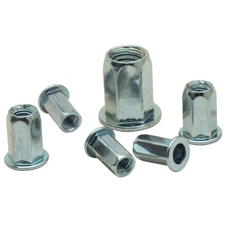 Flat Head Riveted Nuts Flat Round Head Internal And External Half Hex Rivet Nuts Hex Insert Rivet Nut