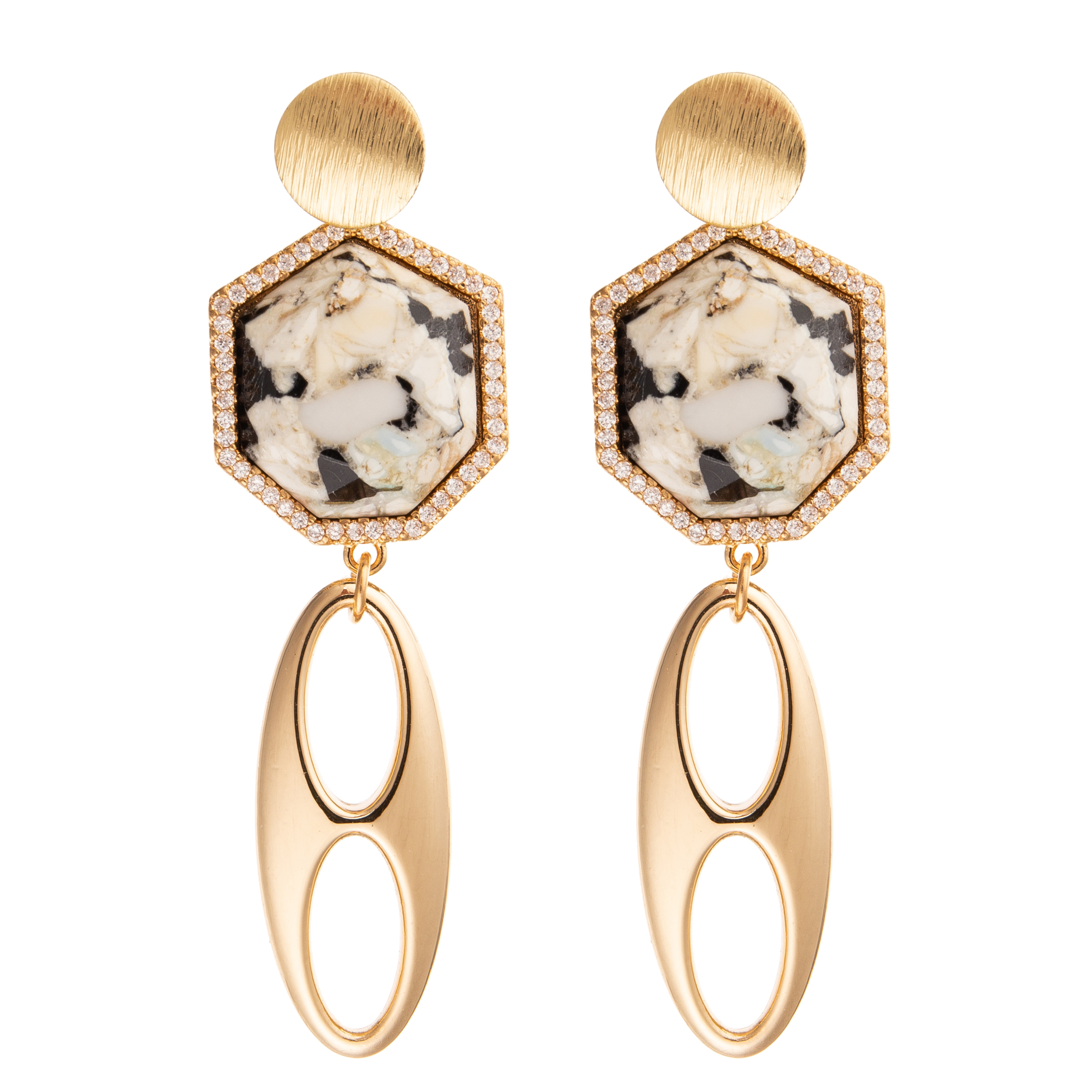 Jelewrry Gold Plated Regular Heptagon Diamond Drop Earring for Women