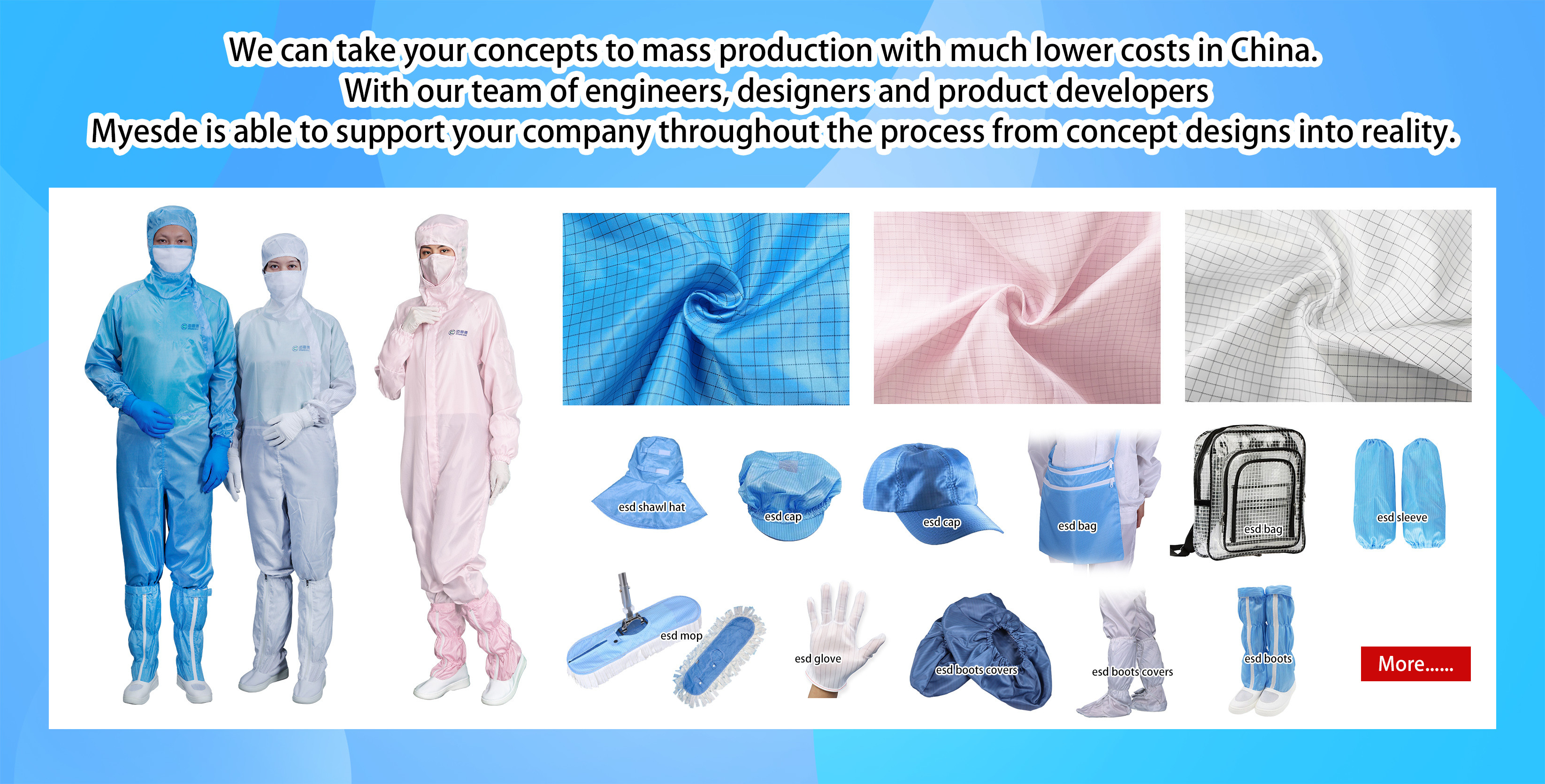 Electrostatic Discharge Fabric With GB 12014-2019 Standard EN 1149 100D*100D Yarn Count