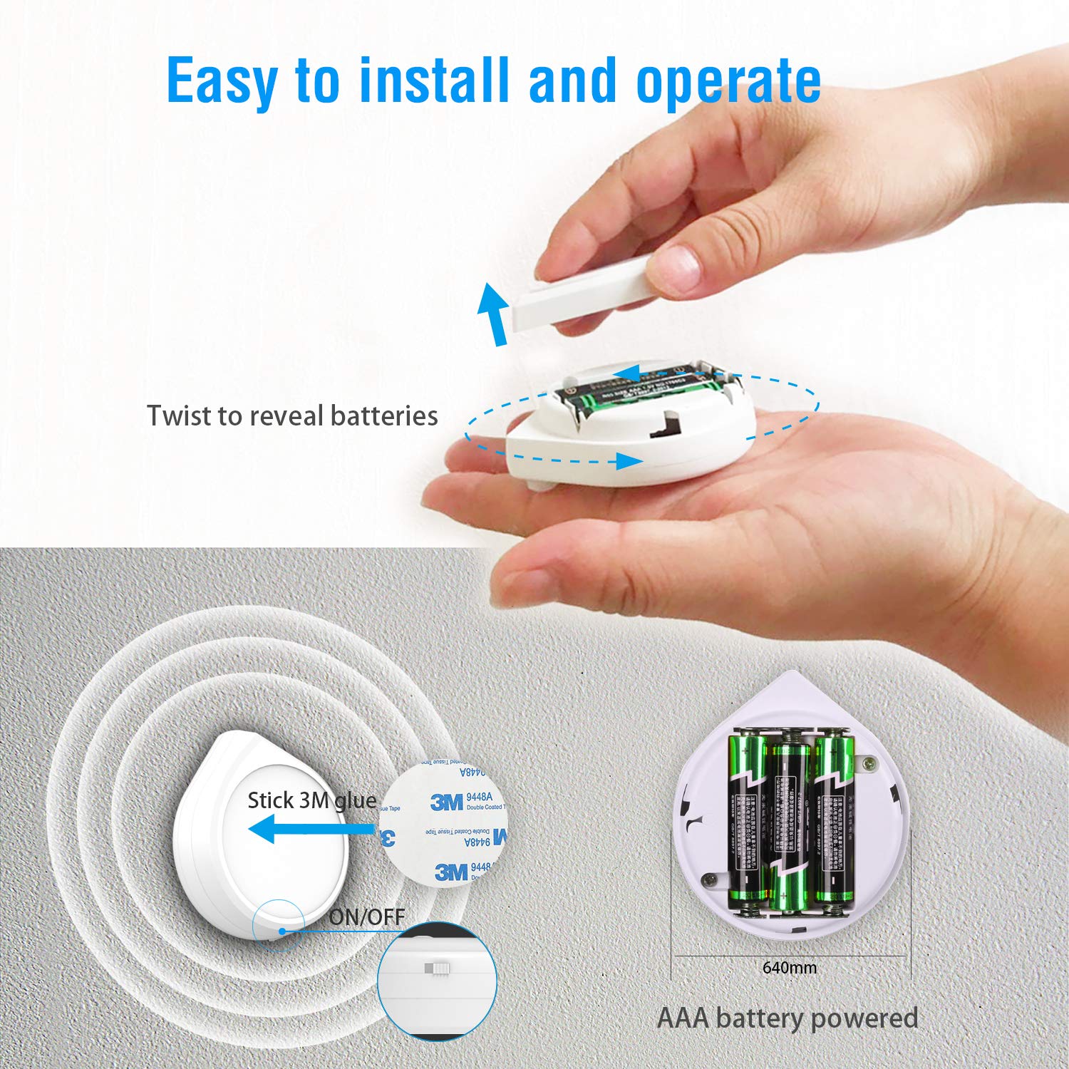 Cold White 0.5w 2.5cm Thick Battery Operated Motion Sensor Puck Lights