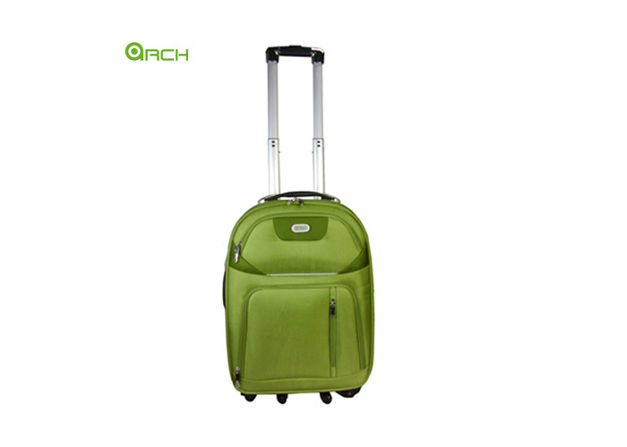 1680D Imitation Nylon Checked Luggage with Spinner Wheels and Three Front Pockets