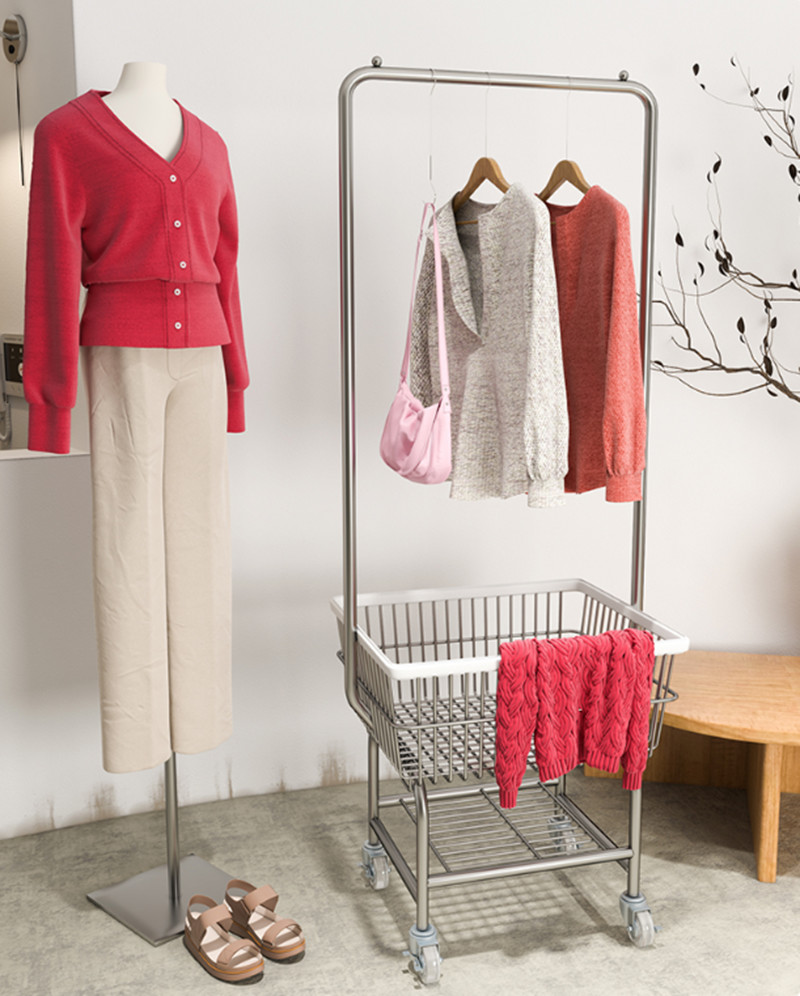 Rolling Clothes Store Rack 1200×400×1400mm Aluminum alloy Material