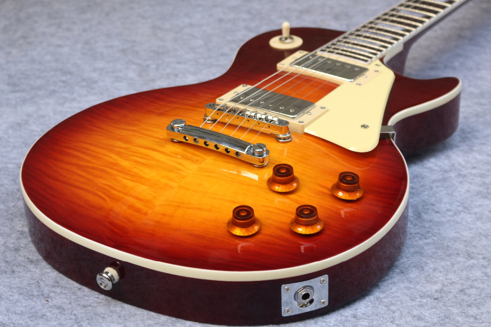 LPaul R9 Tiger Flame les Electric guitar with Chrome hardware, Maple body LP standard guitar,Free shipping