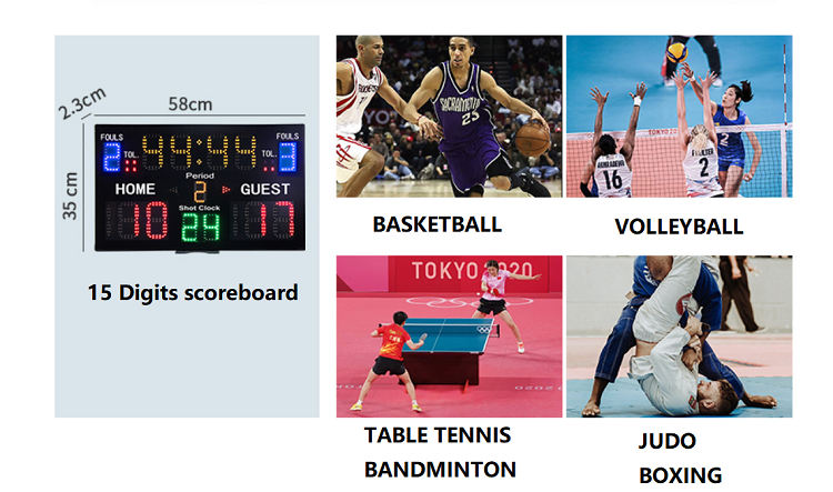 Wireless Remote Control Led Score Board Indoor 24 Second Shot Clock Basketball Electronic Snooker Cricket Soccer Scoreboard SDK