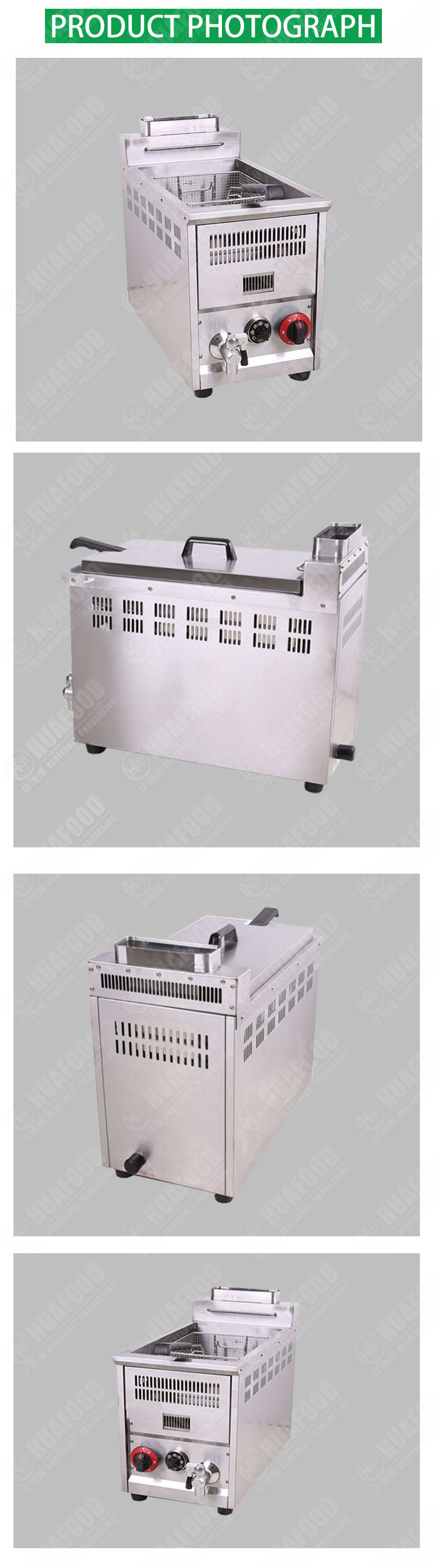 Small Chips Automatic Fryer Machine Gas Deep Fryer LPG With Thermostat