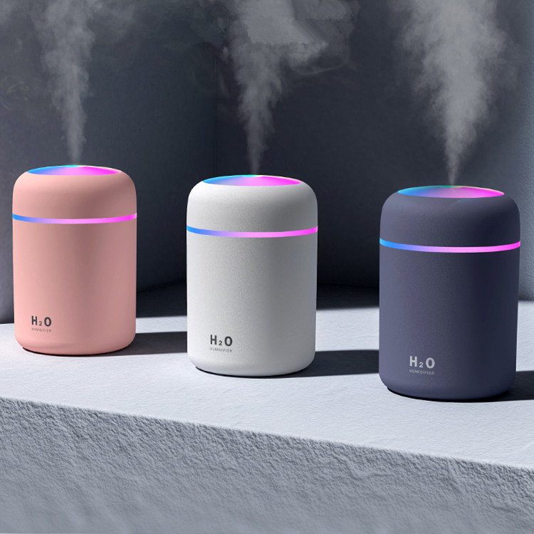 Tabletop/Portable H2O USB Humidifier with LED Mood Light and Low Noise 36db Operation