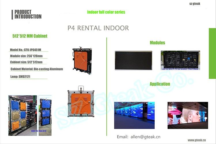 indoor rental p4 led video wall price full color hd
