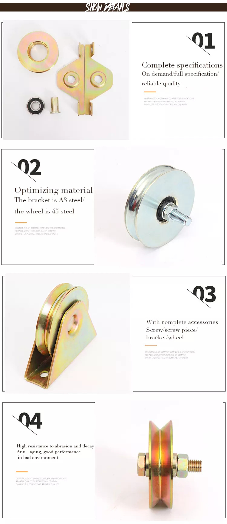 Zinc Plated Gate Roller Wheel Stable Operation Door Window Rollers