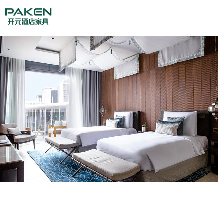 Veneer Hotel Bedroom Furniture Sets Melamine Surface